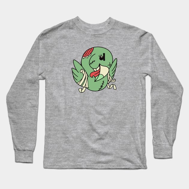 Cute Zombie Parrot // Funny Halloween Animals Long Sleeve T-Shirt by SLAG_Creative